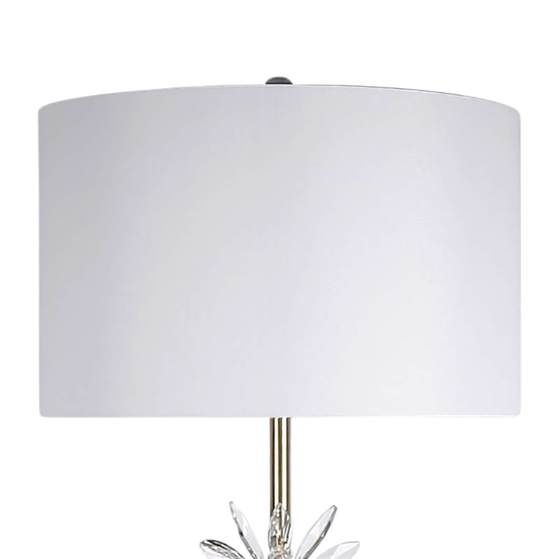 Pemberly Row Crystal Bloom Floor Lamp with Marble Base in Soft Gold