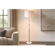 Pemberly Row Crystal Bloom Floor Lamp with Marble Base in Soft Gold