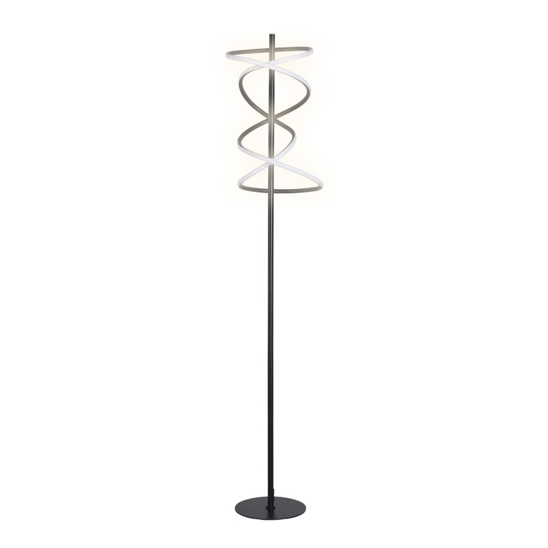 Pemberly Row LED Metal Floor Lamp in Matte Black with Helix Design