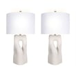 Pemberly Row Eclipse Harmony Ceramic Table Lamps Set of 2 in White