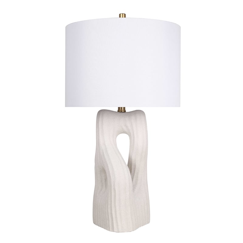 Pemberly Row Eclipse Harmony Ceramic Table Lamps Set of 2 in White