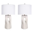 Pemberly Row Eclipse Harmony Ceramic Table Lamps Set of 2 in White