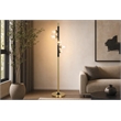 Pemberly Row Orbit Metal Floor Lamp with Matte Black and Soft Gold Accents