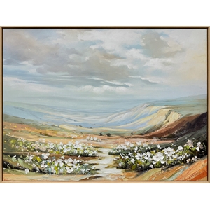 Pemberly Row Transitional Landscape Art with Light Wood Frame 30&quot x 39&quot