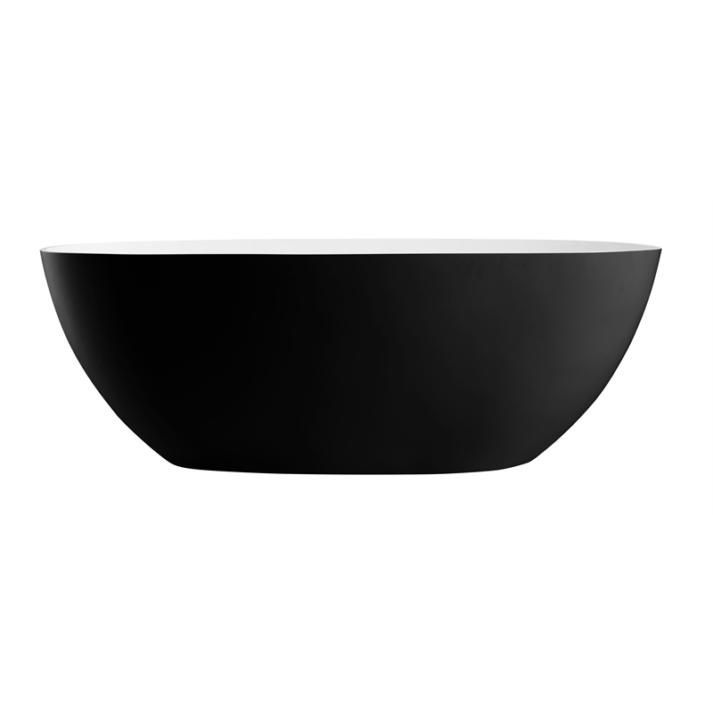 Pemberly Row 59-Inch Black & White Matte Resin Oval Soaking Bathtub