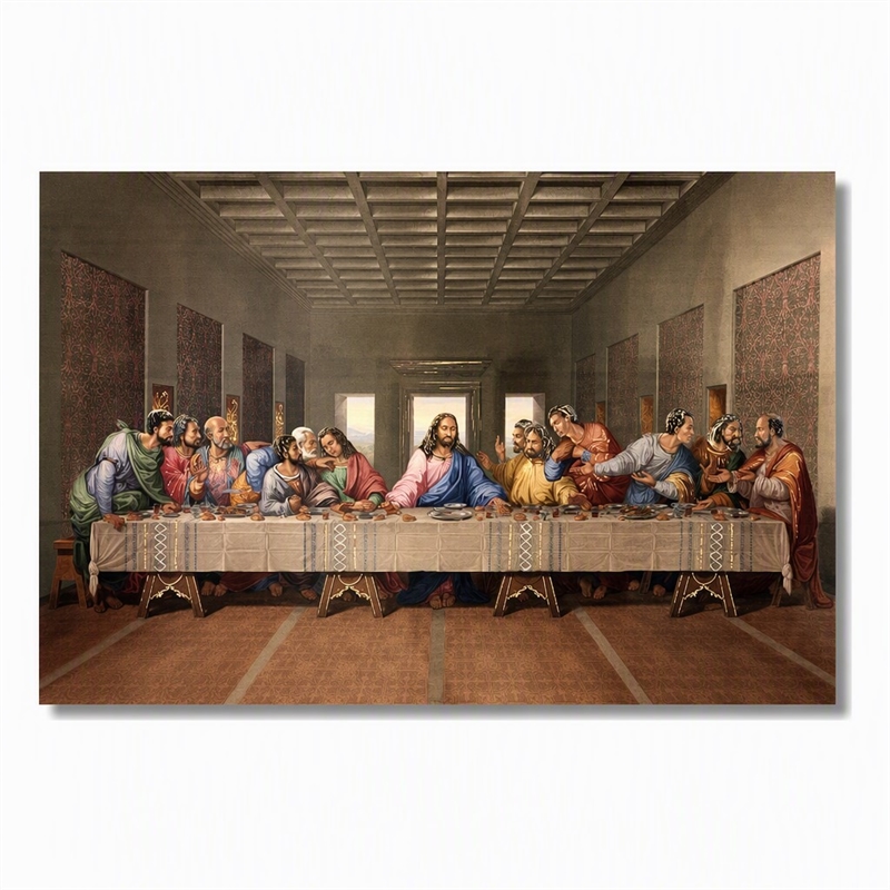 Pemberly Row Frameless Tempered Glass Wall Art Depicting Ethnic Last Supper