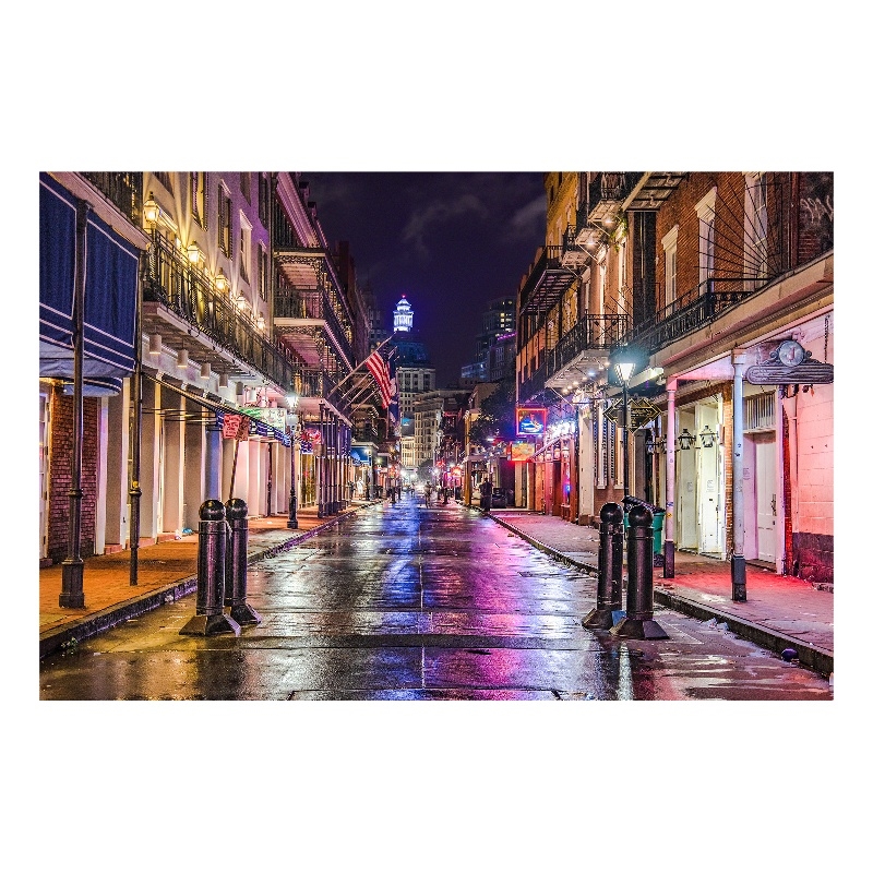 Pemberly Row Bourbon Street Tempered Glass Wall Art in Multicolored Design