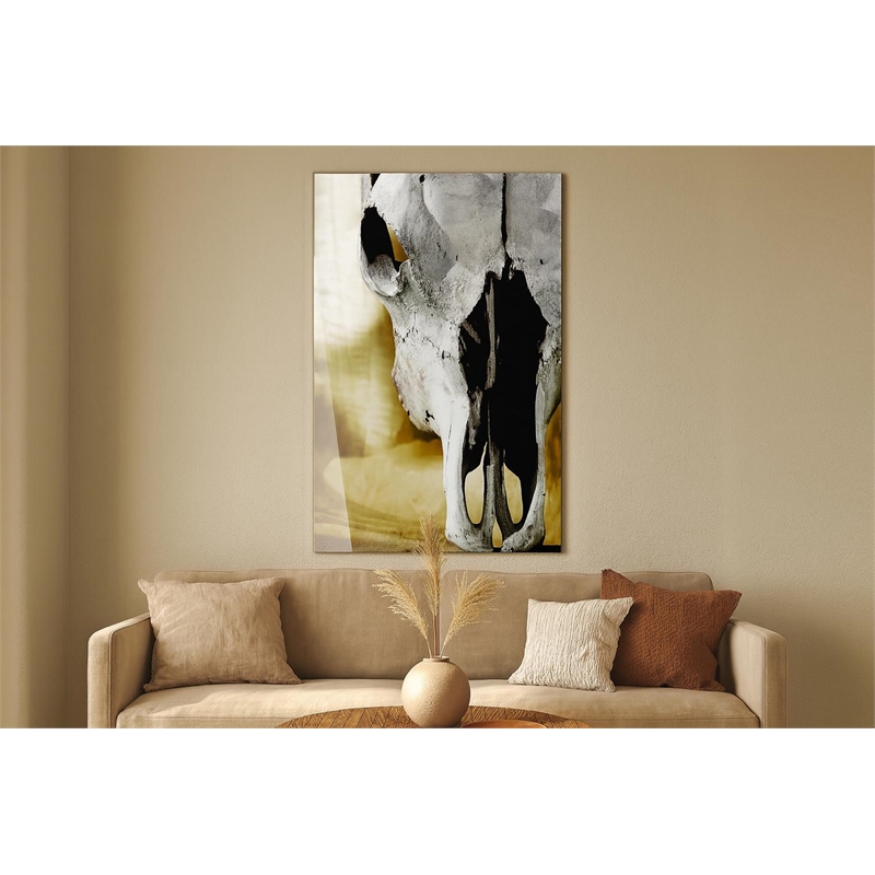 Pemberly Row Cattle Skull Tempered Glass Wall Art - 40