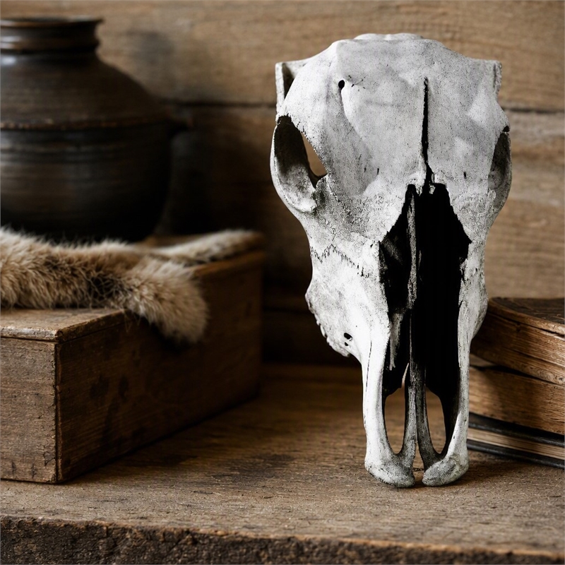 Pemberly Row Cattle Skull Tempered Glass Wall Art - 40
