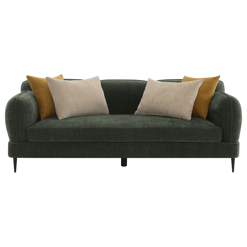 Pemberly Row 2-Piece Chenille Upholstered Sofa and Loveseat Set in Green