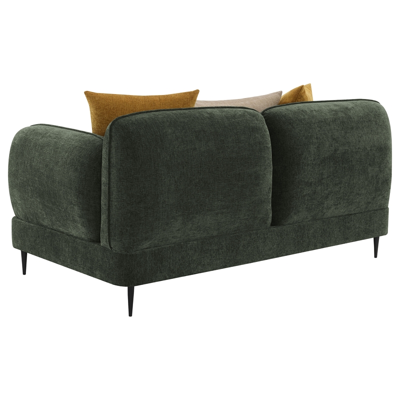 Pemberly Row Chenille Upholstered Modern Track Arm Loveseat in Green