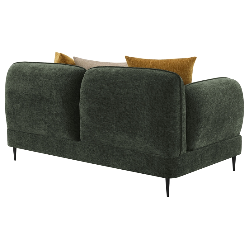 Pemberly Row Chenille Upholstered Modern Track Arm Loveseat in Green