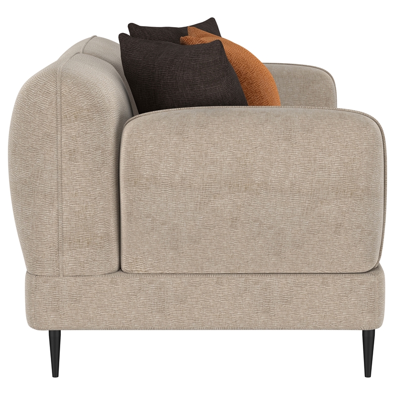 Pemberly Row 2-Piece Chenille Upholstered Sofa and Loveseat Set in Latte