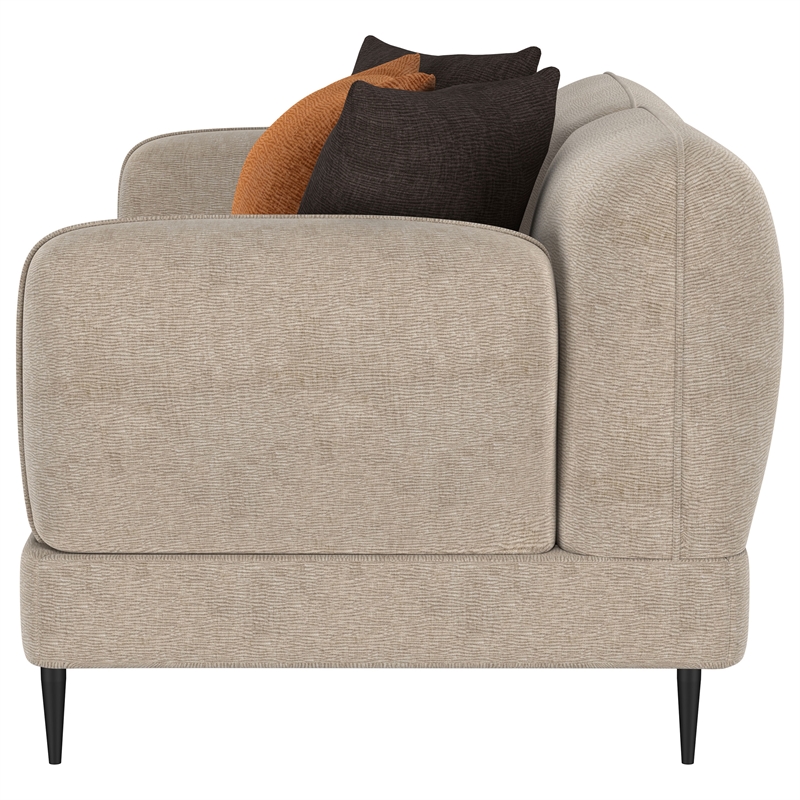 Pemberly Row Chenille Upholstered Sculpted Track Arm Loveseat in Latte