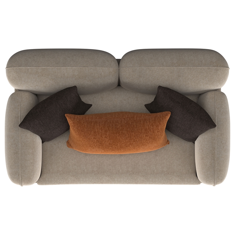 Pemberly Row Chenille Upholstered Sculpted Track Arm Loveseat in Latte