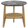 Pemberly Row 2-Piece Round Wood Coffee Table Set in Gray/Natural