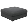 Pemberly Row Square Upholstered Ottoman in Charcoal Linen-Blend Fabric