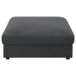 Pemberly Row Square Upholstered Ottoman in Charcoal Linen-Blend Fabric