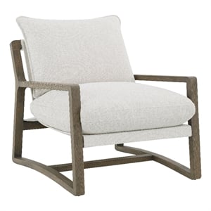 Pemberly Row Boucle Upholstered Wood Arm Accent Chair in Sand