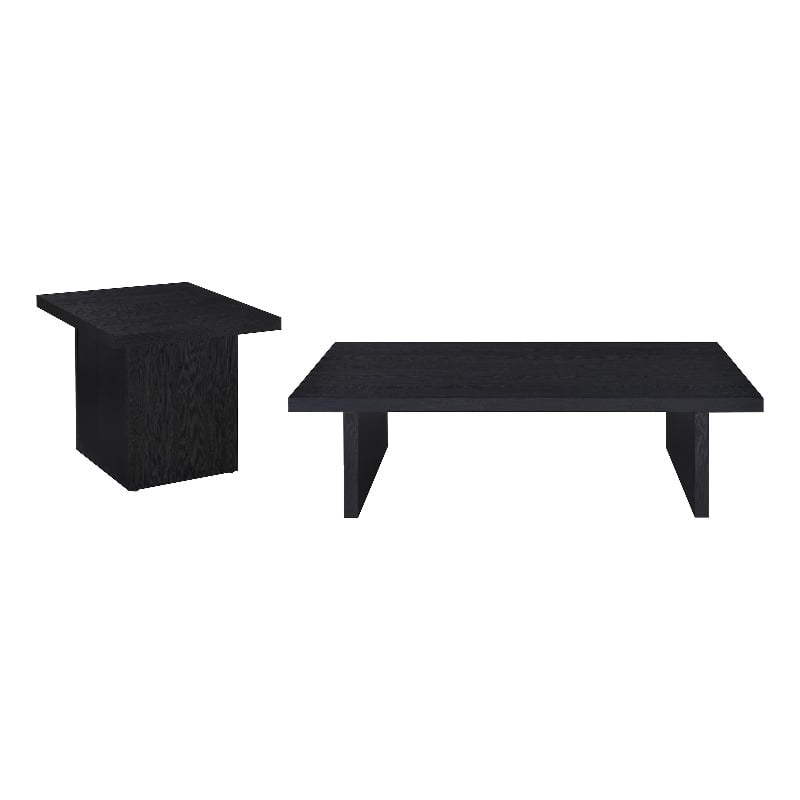 Pemberly Row 2-Piece Rectangular Coffee and End Table Set in Black