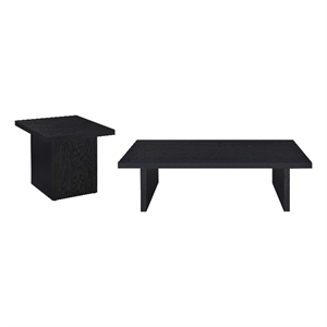 Pemberly Row 2-Piece Rectangular Coffee and End Table Set in Black