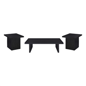 Pemberly Row 3-Piece Rectangular Coffee and End Table Set in Black