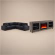 Pemberly Row 2-Piece Set of L-Shape Sectional Sofa & TV Stand with Fireplace