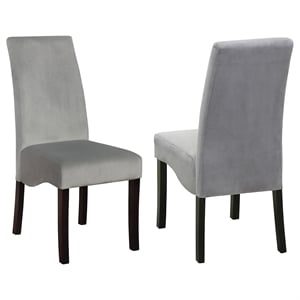 Pemberly Row Velvet Upholstered Dining Side Chair Set of 2 in Grey