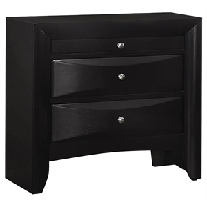Pemberly Row 2-drawer Chambered Front Bedroom Nightstand in Black