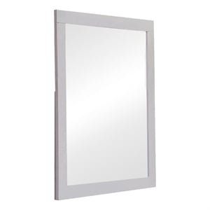 Pemberly Row Contemporary Rectangular Beveled Wood Mirror in White