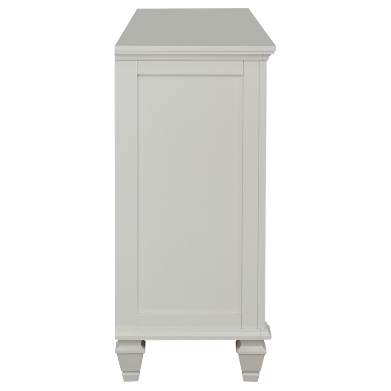Pemberly Row 11-drawer Dresser with 2 Glass Doors in Cream White