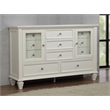 Pemberly Row 11-drawer Dresser with 2 Glass Doors in Cream White