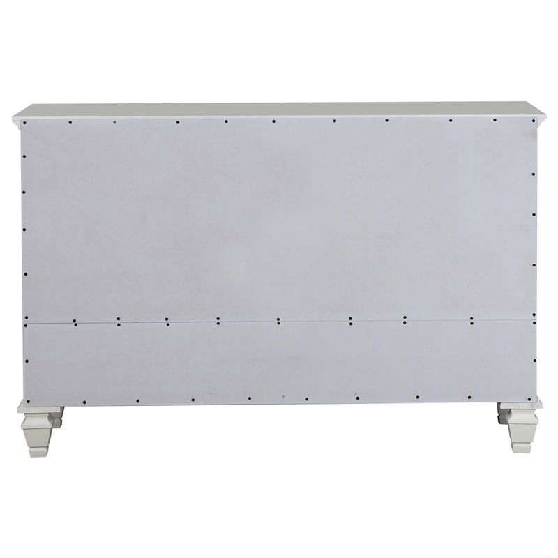 Pemberly Row 11-drawer Dresser with 2 Glass Doors in Cream White