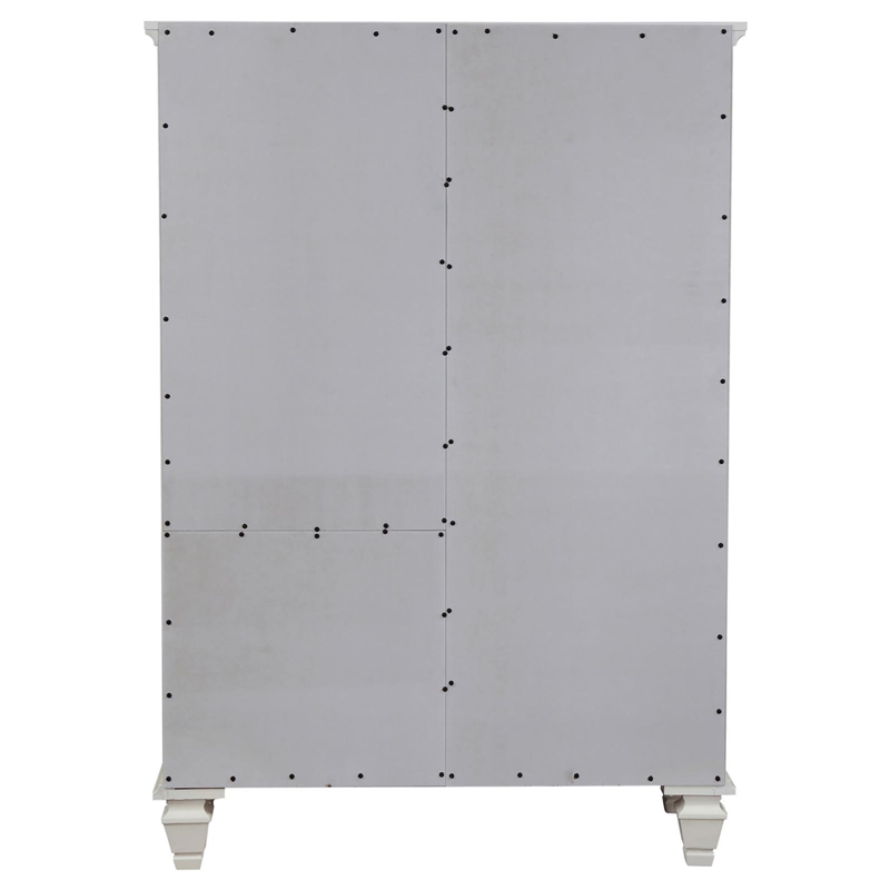 Pemberly Row 8-drawer Bedroom Door Chest with Shelving in Cream White