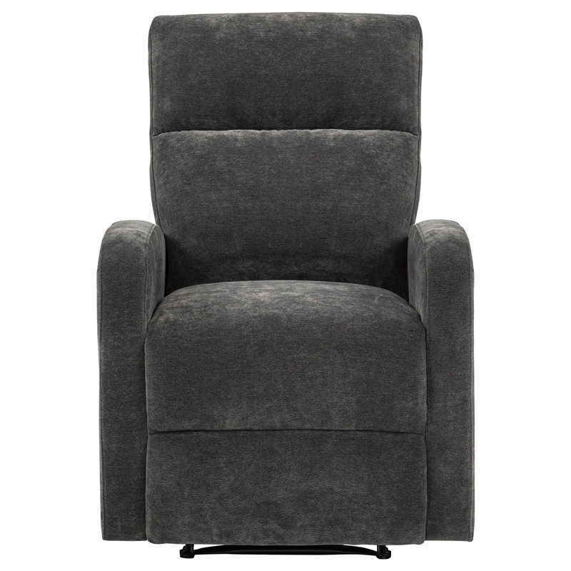 Pemberly Row Transitional Chenille Manual Glider Recliner in Charcoal Gray