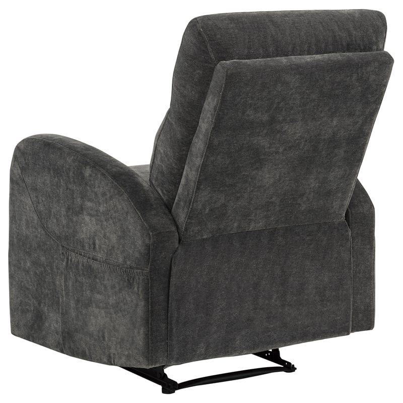 Pemberly Row Transitional Chenille Manual Glider Recliner in Charcoal Gray