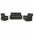 Pemberly Row 3-Piece Chenille Manual Reclining Sofa Set in Charcoal Gray