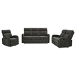 Pemberly Row 3-Piece Chenille Manual Reclining Sofa Set in Charcoal Gray