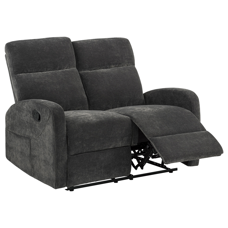 Pemberly Row 3-Piece Chenille Manual Reclining Sofa Set in Charcoal Gray