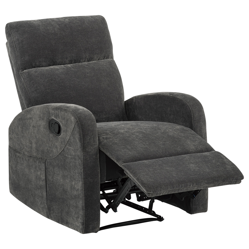 Pemberly Row 3-Piece Chenille Manual Reclining Sofa Set in Charcoal Gray