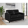 Pemberly Row Faux Leather Upholstered Track Arm Loveseat in Black