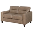 Pemberly Row Faux Leather Upholstered Track Arm Loveseat in Brown