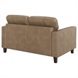 Pemberly Row Faux Leather Upholstered Track Arm Loveseat in Brown