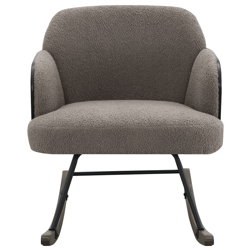Pemberly Row Boucle Upholstered Mid Back Rocking Chair in Taupe