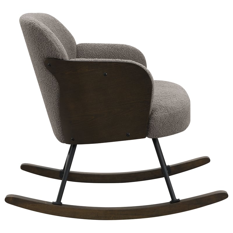Pemberly Row Boucle Upholstered Mid Back Rocking Chair in Taupe