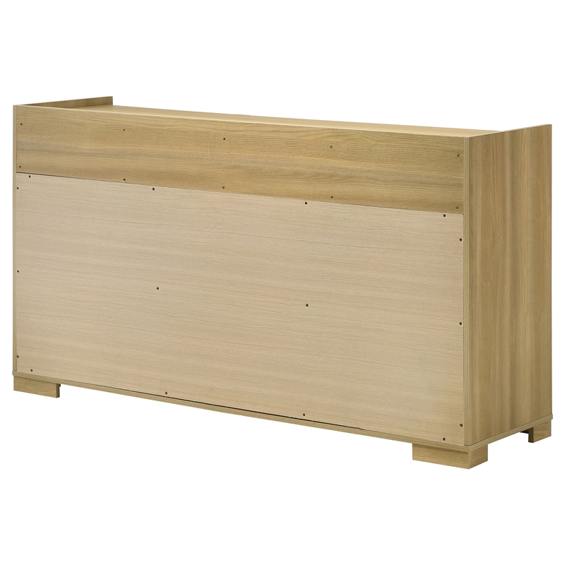 Pemberly Row 6-drawer Melamine Dresser with Metal Glides in Natural