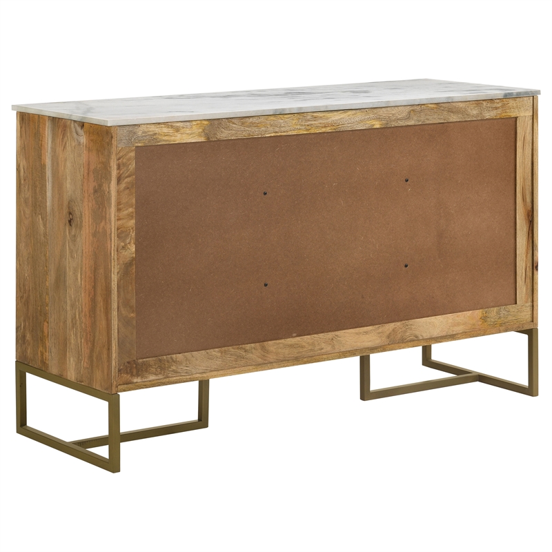 Pemberly Row 3-door Contemporary Wood Accent Cabinet in Natural/Gold