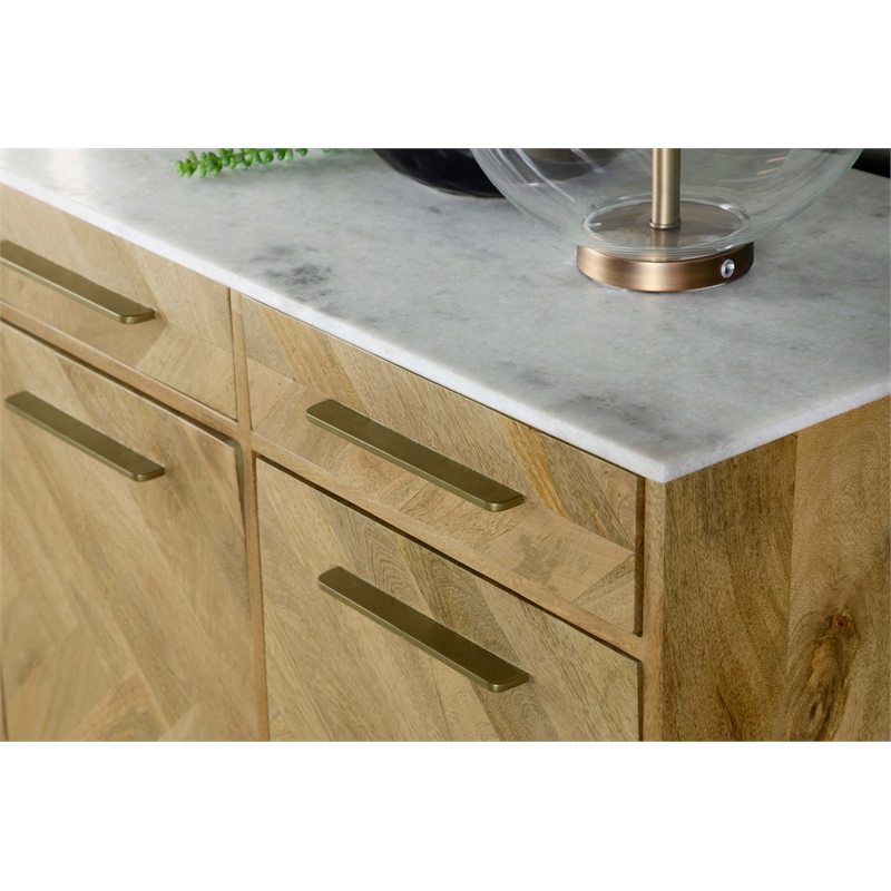 Pemberly Row 3-door Contemporary Wood Accent Cabinet in Natural/Gold