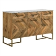 Pemberly Row 3-door Contemporary Wood Accent Cabinet in Natural/Gold