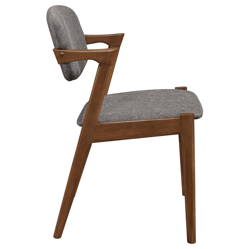 Pemberly Row Padded Wood Dining Arm Chair Set of 2 in Dark Walnut